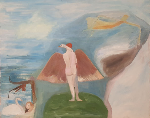  leda and swan, 90X80 cm