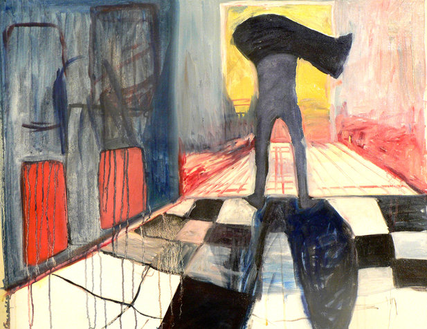  on the edge, 90X90 cm, 2008, shlomo gross colletion