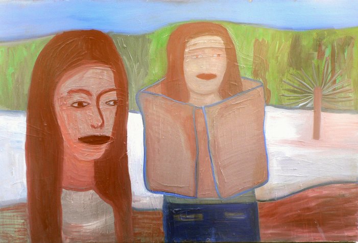  Tow ewman at the middle of the way, oil on canvas, 2004 Ruth Golan collection, 2004