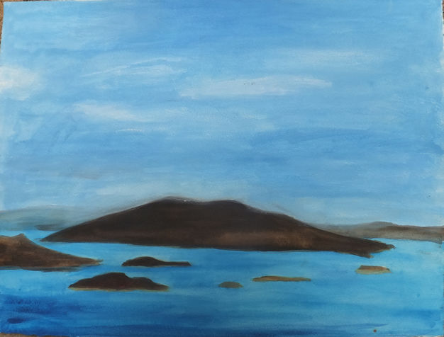  island of hope, watercolor on paer. 2015, rivka warshevsky collection