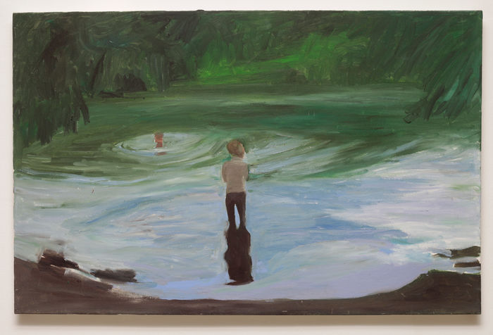  the wanderer woman at the lake, 50x77 cm