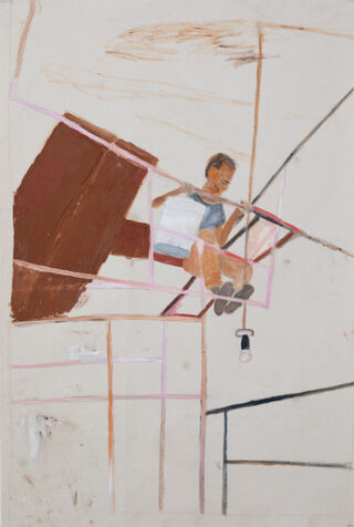  on the scaffolding, 61.5X102.5 cm