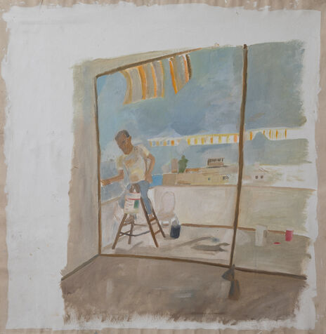  paints on the balcony, tel aviv, 106X111 cm